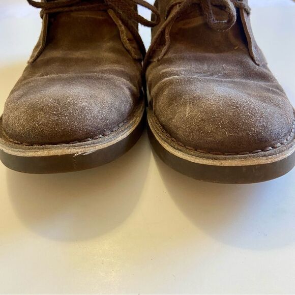 CLARKS men’s boots 10 chukka brown distressed suede leather lace up round toe - Picture 4 of 9